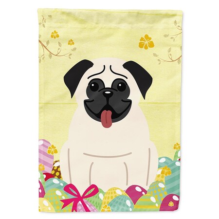 Carolines Treasures Easter Eggs Pug Cream Flag Canvas House Size BB6004CHF